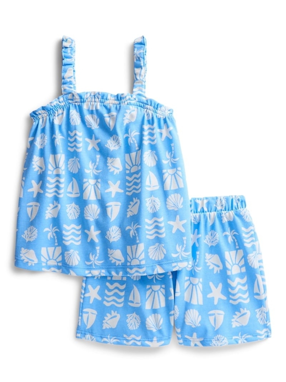 Blue Seashell Print Kids Set